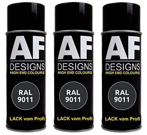 Alex Flittner Designs Lackspray RAL 9011 GRAPHITSCHWARZ seidenmatt 3x 400ml Spraydose Buntlack Autolack von Alex Flittner Designs