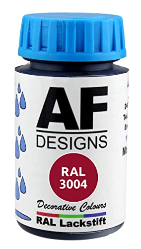 Alex Flittner Designs Lackstift RAL 3004 Purpurrot seidenmatt 50ml Holz Metall Möbel Bad Retuschierlack Reparaturlack von Alex Flittner Designs