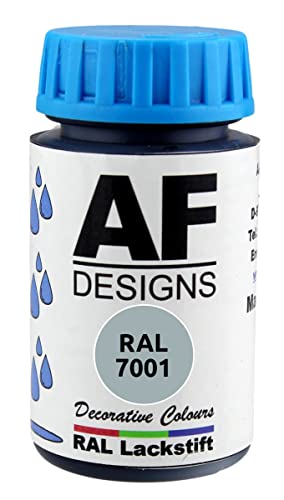 Alex Flittner Designs Lackstift RAL 7001 Silbergrau seidenmatt 50ml Holz Metall Möbel Bad Retuschierlack Reparaturlack von Alex Flittner Designs