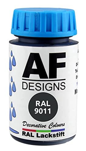 Alex Flittner Designs Lackstift RAL 9011 GRAPHITSCHWARZ seidenmatt 50ml Holz Metall Möbel Bad Retuschierlack Reparaturlack von Alex Flittner Designs