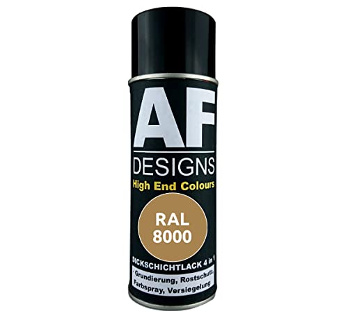 Alex Flittner Designs Rostschutzlack 4in1 RAL 8000 Grünbraun Metall Schutzlack Spray Rostschutzfarbe Sprühdose von Alex Flittner Designs