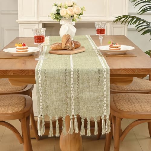 Alishomtll Gewebter Tischläufer Salbei Grün Frühling Vintage Tischläufer Rechteckig Boho Modern Tischläufer mit Quasten Bauernhof Waschbar Tisch Deko für Esstisch Party Hochzeit Grün 183x33cm Alishomtll Gewebter Tischläufer Salbei Grün Frühling Vintage Tischläufer Rechteckig Boho Modern Tischläufer mit Quasten Bauernhof Waschbar Tisch Deko für Esstisch Party Hochzeit Grün 183x33cm von Alishomtll