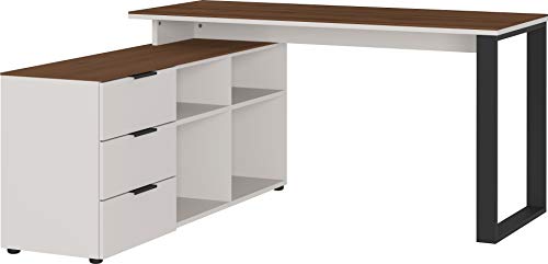 Winkelkombination Mantua, ideal für Home Office, in Kaschmir/Nussbaum-Nachbildung, mit integriertem Sideboard, 145 x 74 x 146 cm (BxHxT) von GERMANIA DIE MÖBELMACHER