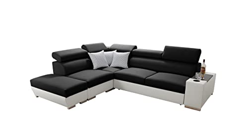 All4All Ecksofa Prude mit Schlaffunktion und Bettkasten Eckcouch Schlafsofa verstellbare Kopfstützen Links Rechts Schwarz Grau Blau Lila 26 (Links, Sawana 14 + Ekj 1) von All4All