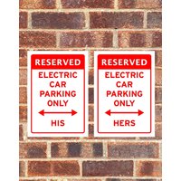 Achtung Elektroauto-Parkplatz Nur His & Hers Schild Lustiger Scherz-Aufkleber Wand Garage Fahrzeug Ev Ladegerät Retro Vintage Reserviert von AllClassicGifts