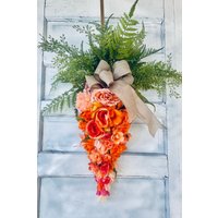 Orange Tulpe Rose Und Verschiedene Blumen Karotte Kranz - Ostern Frühlingskranz Express Versand Verfügbar von Alldesignsequine