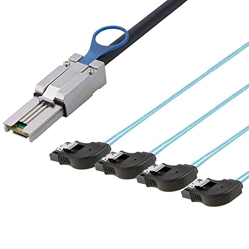 Allowish Mini SAS SFF-8088 to 4 Ports SATA 7P Female Server Hard Disk Connection Cable (0.5m,Black) von Allowish