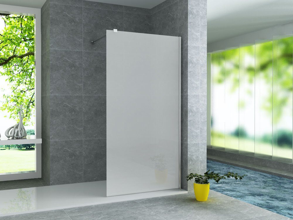 Aloni Walk-in-Dusche ECOS100, Einscheibensicherheitsglas, (1 tlg), Duschabtrennung Walk-In Duschwand Milchglas vollsatiniert 8mm von Aloni