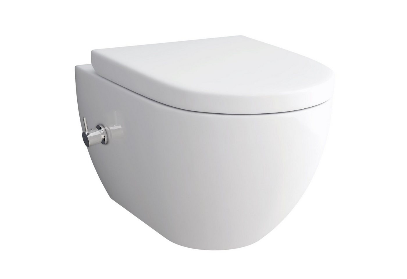 Alpenberger Dusch-WC Set - Hänge WC mit Bidet Funktion und integrierter Armatur, Wandmontage, Abgang Waagerecht, Komplett Set Wand WC Spülrandlos, Toilette mit Nano und WC Deckel mit Absenkautomatik - Made in EU von Alpenberger