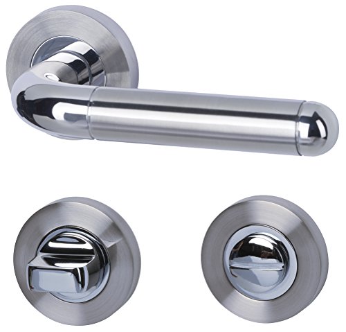 Alpertec 28028220C Solid 4-R Chrom/Edelstahlfarbig satiniert. WC für Badtüren mit Sperrriegel Drückergarnitur Türdrücker Türbeschläge Neu, für Badezimmertüren Alpertec 28028220C Solid 4-R Chrom/Edelstahlfarbig satiniert. WC für Badtüren mit Sperrriegel Drückergarnitur Türdrücker Türbeschläge Neu, für Badezimmertüren von Alpertec