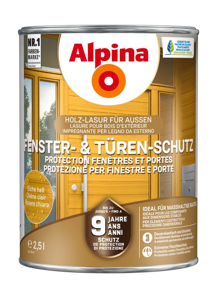 Alpina Lasur Fenster- und Türen-Schutz 2,5 Liter seidenmatt von Alpina