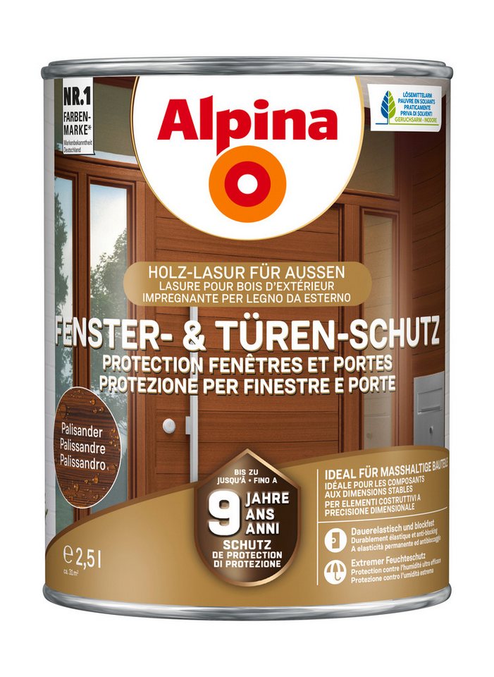 Alpina Lasur Fenster- und Türen-Schutz 2,5 Liter seidenmatt von Alpina