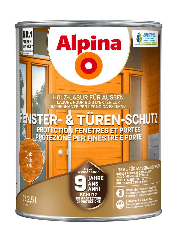 Alpina Lasur Fenster- und Türen-Schutz 2,5 Liter seidenmatt von Alpina