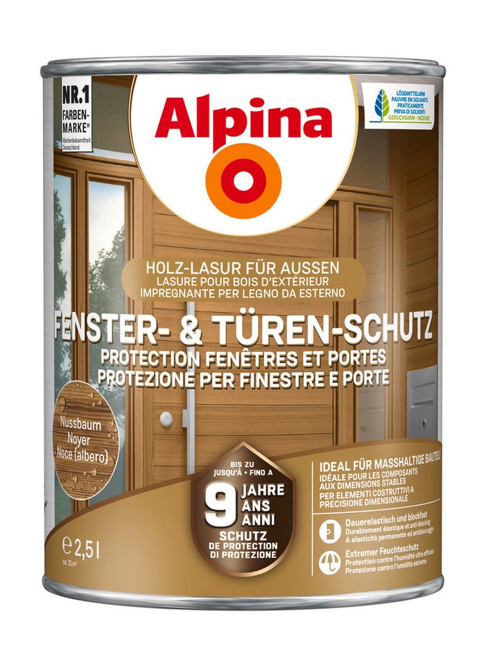 Alpina Lasur Fenster- und Türen-Schutz 2,5 Liter seidenmatt von Alpina