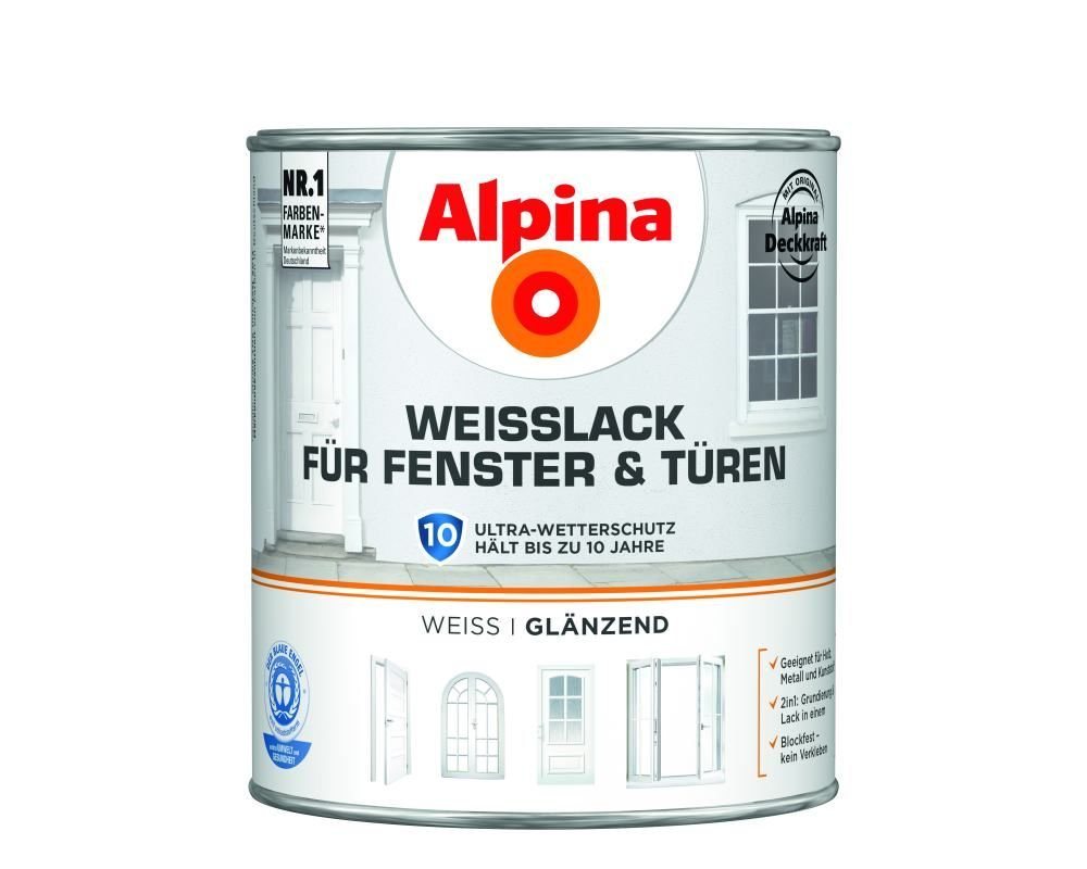 Alpina Weißlack Alpina Weißlack für Fenster & Türen 2 L weiß von Alpina