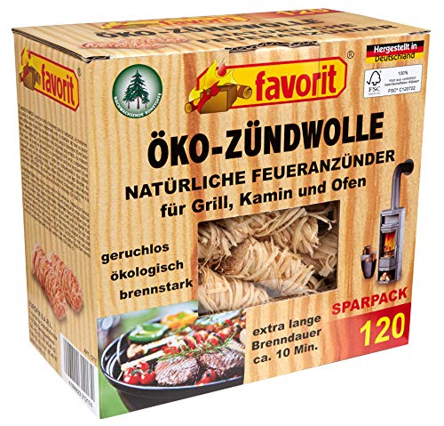 Favorit Feueranzünder (Holzwolle & Wachs), 120 Stück – ökologische Anzünder, Naturprodukt, nachhaltig produziert – 1217 von Alschuh