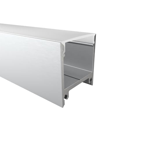 Alumino | Eloxiertes LED Aluminiumprofil - Aufputzprofil 200 cm | Opale Abdeckung + Zubehör | für bis zu 18 mm LED-Streifen | 2m | Alster von Alumino