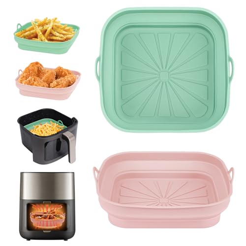 Alyvisun Silikonform für Heißluftfritteuse, 2 Stück Airfryer Silikon Backform Wiederverwendbar Silikoneinsatz Quadratisch Silikonmatte Pot Liner für Air Fryer, Mikrowelle, Ofen(Rosa+Grün) Alyvisun Silikonform für Heißluftfritteuse, 2 Stück Airfryer Silikon Backform Wiederverwendbar Silikoneinsatz Quadratisch Silikonmatte Pot Liner für Air Fryer, Mikrowelle, Ofen(Rosa+Grün) von Alyvisun
