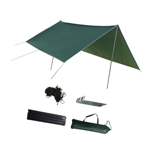 Amagogo Campingplane Campingüberdachung Leicht aufzubauen inkl. Zeltheringen Markise Sonnenschutz Zeltplane für Picknick Wandern Reisen Garten, Grün von Amagogo