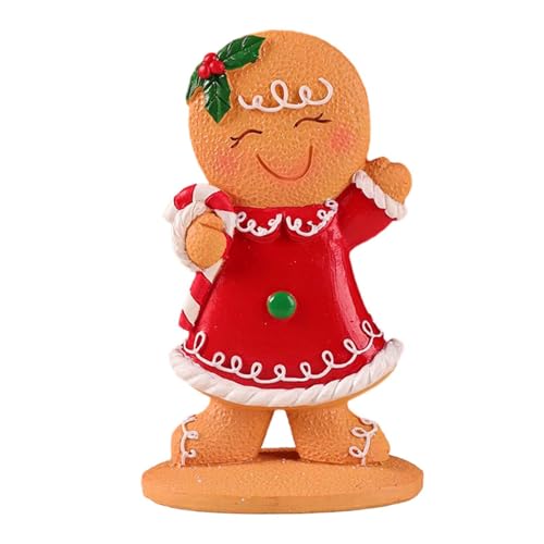 Amagogo Weihnachts-Lebkuchen-Ornamente, Weihnachtsschmuck, niedlich, Lebkuchenmann-Figur aus Kunstharz für Kamin, Regal, Geburtstagsgeschenk, Veranda, Mädchen auf Krücken, groß von Amagogo