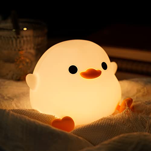 Amaredom DoDo Ente Nachtlicht, Niedliche Entenlampe, Silikon Dimmbar Kinderzimmer Nachtlicht, Wiederaufladbare LED Nachttischlampe mit 20 Minuten Timer, Baby Mädchen Frauen Schlafzimmer Wohnzimmer von Amaredom