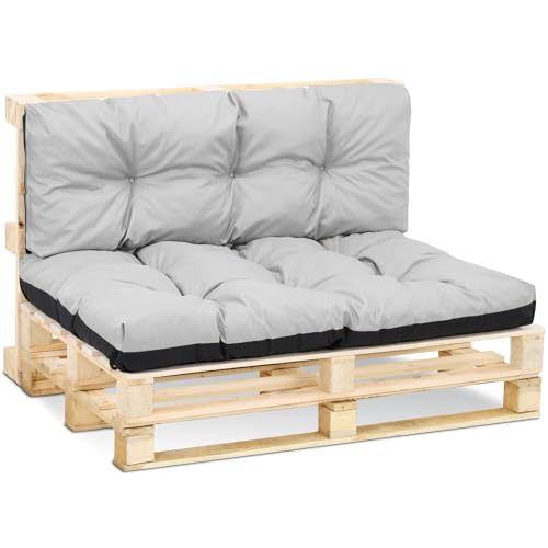 Amazinggirl Palettenkissen Outdoor Waschbar Set: 40x120 cm + 80x120 cm - Pallettensitzkissen Europaletten Sitzkissen Polster Hellgrau von Amazinggirl