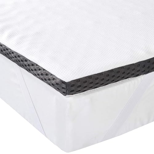 Amazon Basics - Matratzen Topper 160 x 190 cm, 4 cm Höhe Memoryschaum Matratzenauflage mit Bändern, weiß von Amazon Basics