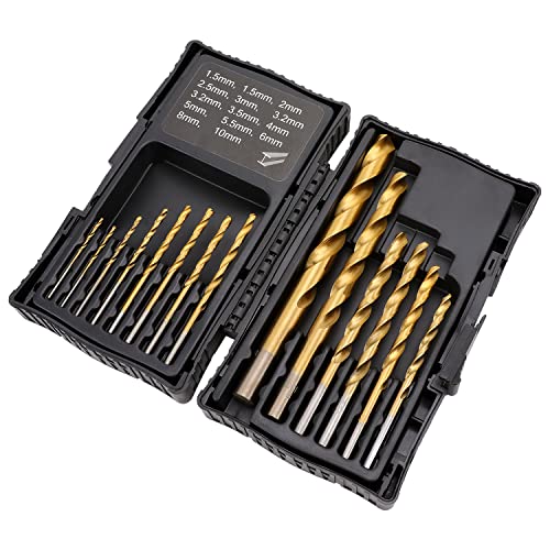 Amazon Basics - Bohrer-Set aus Hochgeschwindigkeitsstahl für Metall, Holz und Kunststoff, 1,5 - 10 mm von Amazon Basics