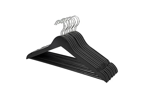 Amazon Basics Holz-Kleiderbügel für Anzüge, Schwarz, 44x22 cm,10 stück von Amazon Basics