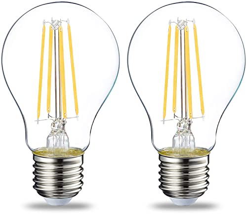 Amazon Basics LED-Leuchtmittel, Edison-Sockel E27, 7 W (entspricht 60-W-Glühbirne), Warmweiß, nicht dimmbar, klares Filament, 2er-Pack von Amazon Basics