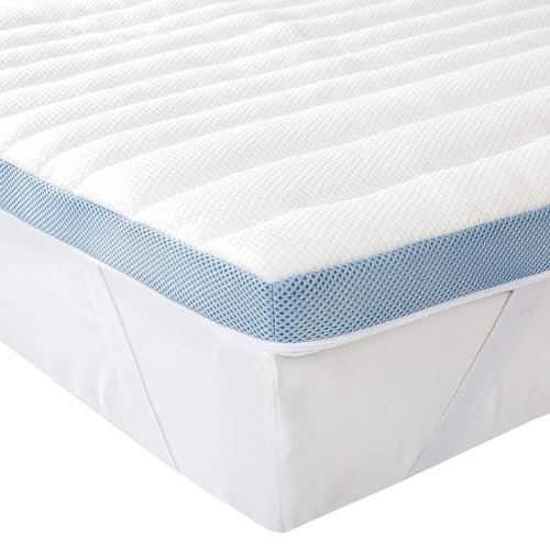 Amazon Basics - Matratzen Topper 80 x 190 cm, 5 cm Höhe Memoryschaum Matratzenauflage mit Bändern, weiß von Amazon Basics