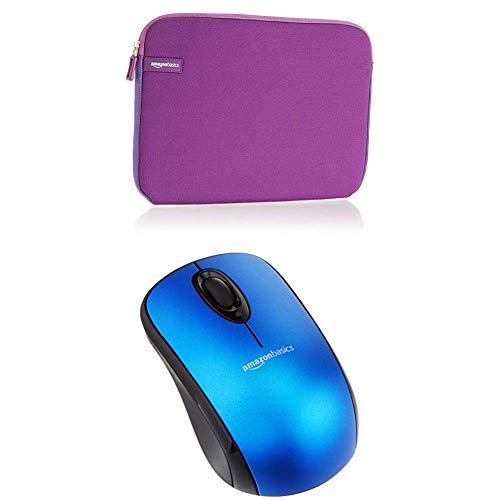 Set Amazon Basics 11.6-INCH LAPTOP SLEEVE - PURPLE + Amazon Basics WIRELESS MOUSE WITH NANO RECEIVER - BLUE von Amazon Basics