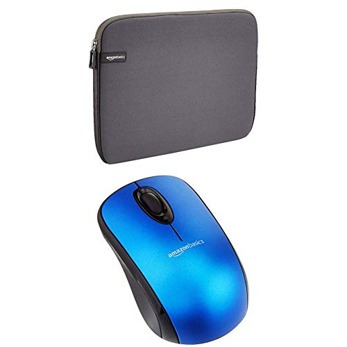 Set Amazon Basics 13.3-INCH LAPTOP SLEEVE - GREY + Amazon Basics WIRELESS MOUSE WITH NANO RECEIVER - BLUE von Amazon Basics