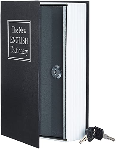 Amazon Basics - Buch-Safe, Schloss mit Schlüssel - 5.6 x 15.5 x 23.9 cm, Schwarz von Amazon Basics