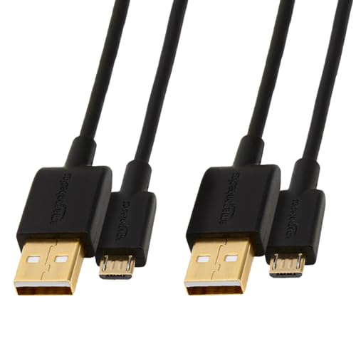 Amazon Basics Verbindungskabel, USB 2.0, USB-A Stecker auf Micro USB B-Stecker, 0.9 m (2 Stück), Schwarz von Amazon Basics