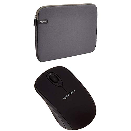 Set Amazon Basics 13.3-INCH LAPTOP SLEEVE - GREY + Amazon Basics WIRELESS MOUSE WITH NANO RECEIVER BLACK von Amazon Basics