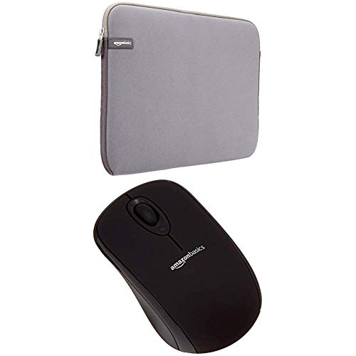 Set Amazon Basics 15-INCH TO 15.6-INCH LAPTOP SLEEVE - GREY + Amazon Basics WIRELESS MOUSE WITH NANO RECEIVER BLACK von Amazon Basics