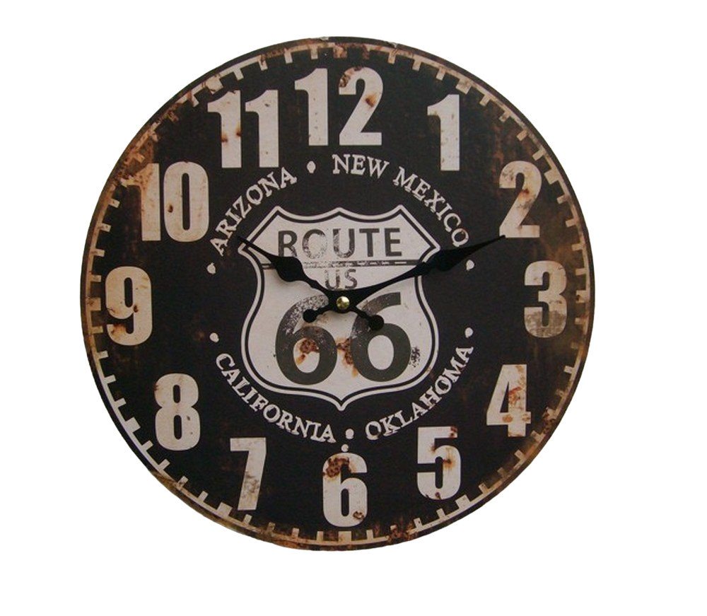 Ambiente Haus Wanduhr Wanduhr Küchenuhr, route 66, america, USA, 28 cm von Ambiente Haus