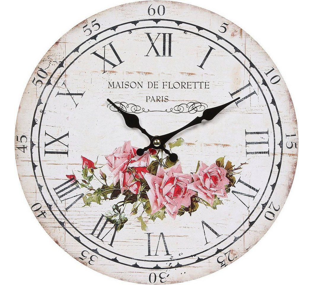 Ambiente Haus Wanduhr Wanduhr - Rose 28cm von Ambiente Haus