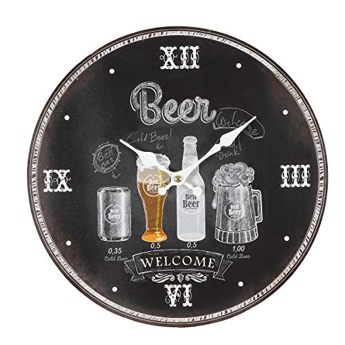 Wanduhr Uhr wanddeko Beer Bier - Quarz Uhrwerk - MDF Holz - 28cm von Ambiente Haus