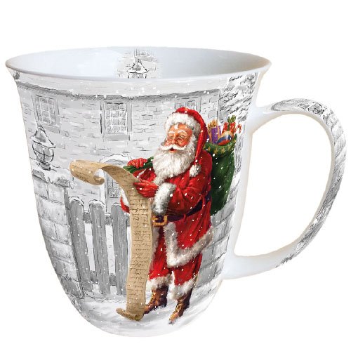 Ambiente Porzellan Tasse ca. 400ml Becher Bone China Mug Für Tee Oder Kaffee Herbst Winter Weihnachten Christmas Wish List von Ambiente