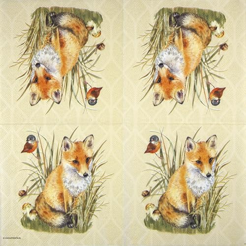 20 Servietten Fuchs in Gr?ser | Tiere | Tiermotiv | Herbst | Herbstservietten | G?ste | Tischdeko | Dekoration | Fest | Feier | basteln | Decoupage | Serviettentechnik 33x33cm von Ambiente