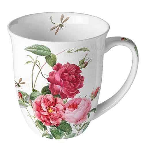 Ambiente Porzellan Tasse ca. 400ml Becher Bone China Mug Für Tee Oder Kaffee Floral Ostern Frühjar Peonien Pfingstrosen Amber von Ambiente