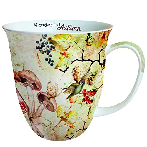 Ambiente Porzellan Tasse ca. 400ml Becher Bone China Mug Für Tee Oder Kaffee Herbst Winter Weihnachten Wonderful Autumn von Ambiente