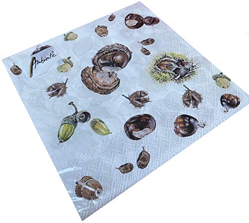 Papier Servietten Chestnuts Kastanien Lunch Fest Party ca 33x33cm Herbst Winter Weihnachten von Ambiente