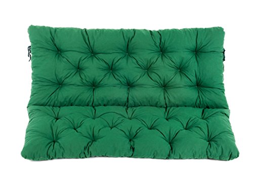 Ambientehome 2er Bank Sitzkissen und Rückenkissen Hanko, grün, ca 120 x 98 x 8 cm, Bankauflage, Polsterauflage von AMBIENTE HOME