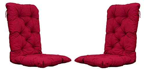 Ambientehome 2er Set Auflagen Sitzkissen Sitzpolster Hochlehner, 120x50x8 cm rot von AMBIENTE HOME