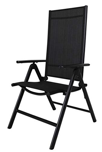 Ambientehome Aluminium Folding Chair,8-Positions Adjustment,Black Color, Basic Series von AMBIENTE HOME