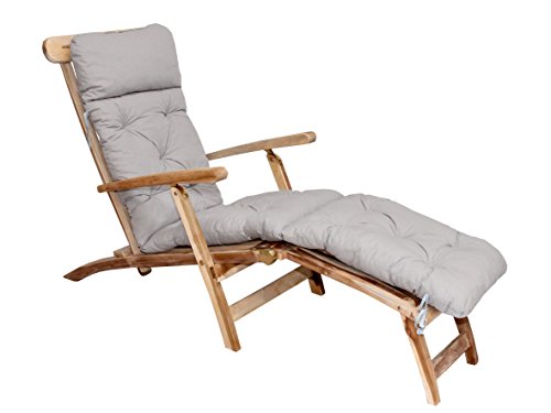 Ambientehome Deckchair Auflage für Liege, grau, ca 195 x 49 x 8 cm, Polsterauflage, Kissen von AMBIENTE HOME