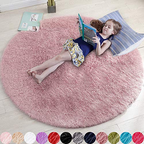 Amdrebio Runder Teppich für Schlafzimmer, Flauschiger Kreisteppich, 120 x 100 cm, für Kinderzimmer, Flauschiger Plüsch-Teppich für Schlafsaal, niedliches Raumdekor für Baby von Amdrebio